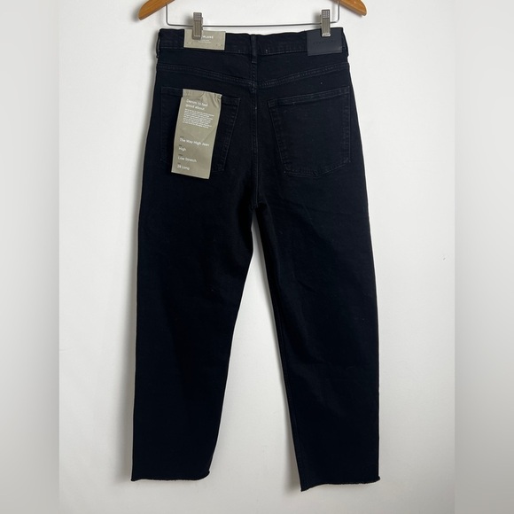 NEW Everlane Black Cotton The Way-High In Coal Raw Hem Straight Leg Jeans 28T - Picture 7 of 12